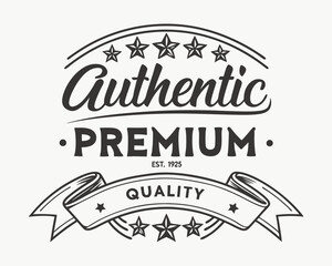 Vintage Premium Quality Insignia, Badge or Label Isolated on White Background
