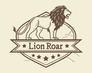 Lion logo, emblem, label, or badge in vintage style, vector illustration
