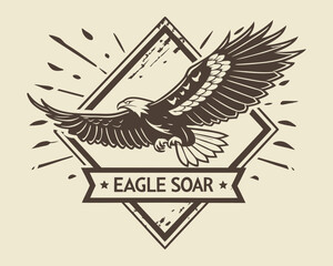 Eagle logo, emblem, badge, vector illustration in vintage style
