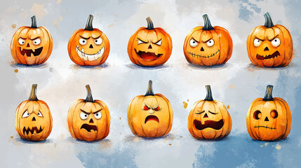 Halloween pumpkin faces icons, vector, silhouette set. Ghost Face vector, icon. Scary Evil, Ghost Face Clipart, Ghost Face vector Illustration.