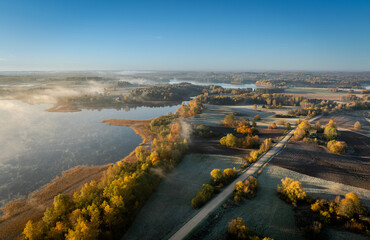 Autumn landscape in the countryside of Latgale, (lake Sivers),Latvian nature.