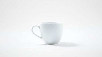 Fototapeta premium A Classic White Mug on a Smooth White Surface, Ready for Your Design