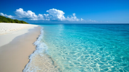 透明な海と白い砂浜の熱帯ビーチ