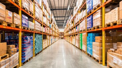 Supply chain manager overseeing automated warehouse, advanced inventory management, efficient planning