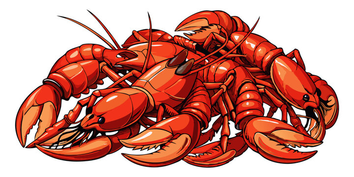 illustration of a bunch of sliced lobster isolate, lobster vector art