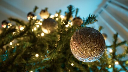 under the glittering Christmas tree