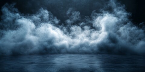 Obraz premium A black and white photo of a foggy ocean with a sun in the background