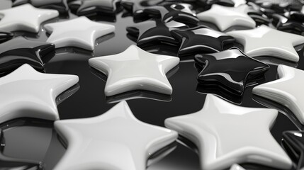 Black and White Stars on a Glossy Surface