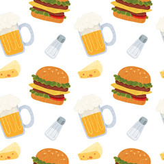 seamless burger and beer cheese and salt pattern