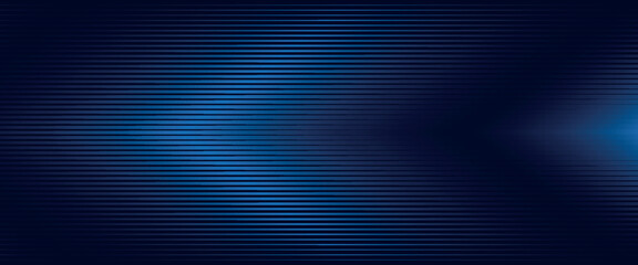 Abstract blue arrow glowing with lighting and line grid on blue background technology hi-tech concept