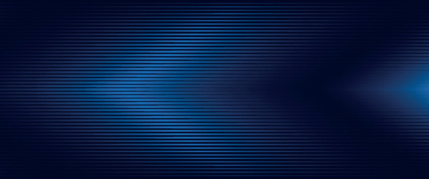 Abstract blue arrow glowing with lighting and line grid on blue background technology hi-tech concept