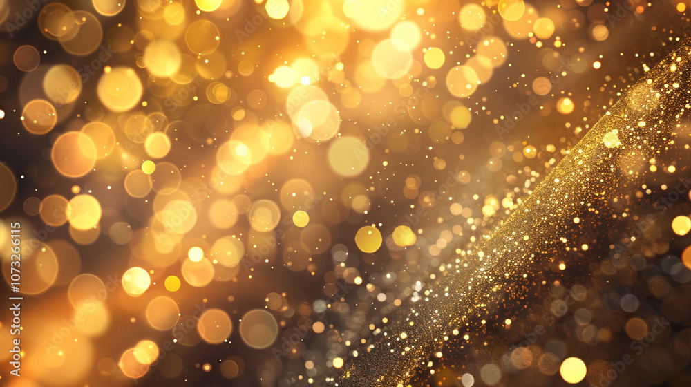 Poster an array of golden sparkles and soft lights creates a mesmerizing backdrop, ideal for enhancing a fe