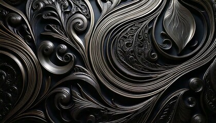 Black and Silver Fluid Art with Metallic Veins, Luxurious and Dark Abstract

