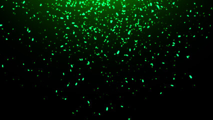 Perfect green fire particles embers sparks on black background . Texture overlays.