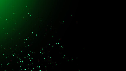 Perfect green fire particles embers sparks on black background . Texture overlays.