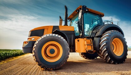 Obraz premium Large Tractor with Big Wheels – Close-Up Shot