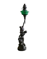 Fototapeta premium Metal statue holding a lantern isolated on white background. This has clipping path.