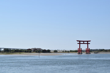 Torii on the sea, Bentenjima, Hamamatsu City, Shizuoka Prefecture, Japan