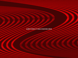 Abstract red glowing geometric lines on dark red background. Modern shiny red wave lines pattern. Futuristic technology concept, suitable for covers, posters, banners, brochures, websites, etc.