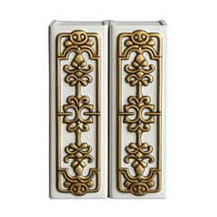 Ornate decorative bookends on a white isolated background.