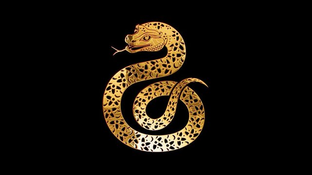 2025 snake gold glow loop animation, alpha channel
