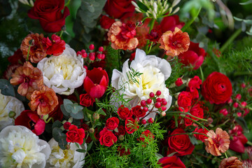 Detalle de ramos de flores