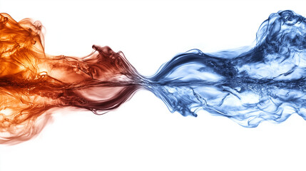 Fototapeta premium Fluid Interaction of Fire and Water on White Background