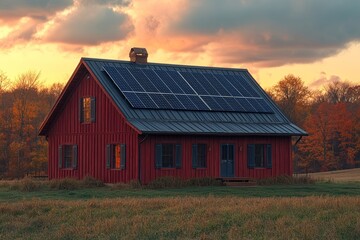 Obraz premium Solar panels on farms. Generative AI