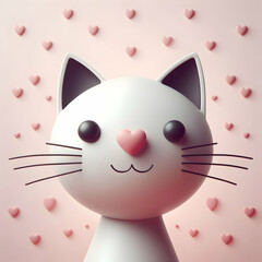 Cat Head with Heart Nose concept as A cute minimalist cat head with a heart shaped nose capturing a friendly and loving vibe ideal for Valentines Day themes. in  Photo Stock  Concept 