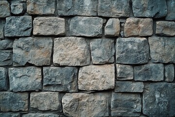 Obraz premium A wall made of stone blocks with a grey and brown color