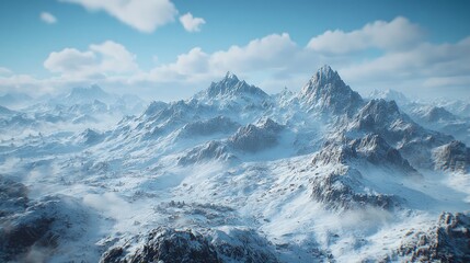 Obraz premium A vast mountain range blanketed in snow, with no signs of human activity in sight