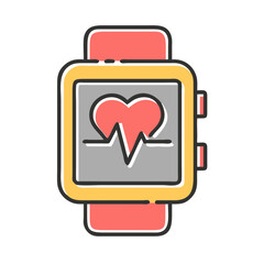 Smartwatch with heart rate monitor in flat design style 