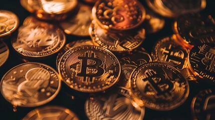 A Pile of Gold Coin - a shiny and alluring visual. The pile of gold coins creates a luxurious and eye-catching look. It gives the impression of great wealth and prosperity, making it a wonderful choic