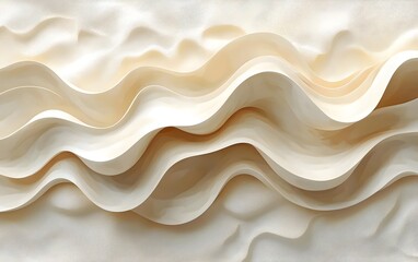 Obraz premium Abstract wavy pattern in soft beige tones, created with textured layers to convey depth and fluidity, enhancing a serene and elegant atmosphere.