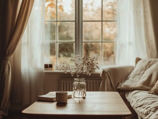 Serene Living Room Sunset