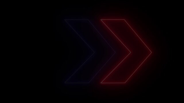 Multicolor neon swipe arrow pointing to right and moving on green screen background. Animated glowing right directional arrows animation arrow navigation