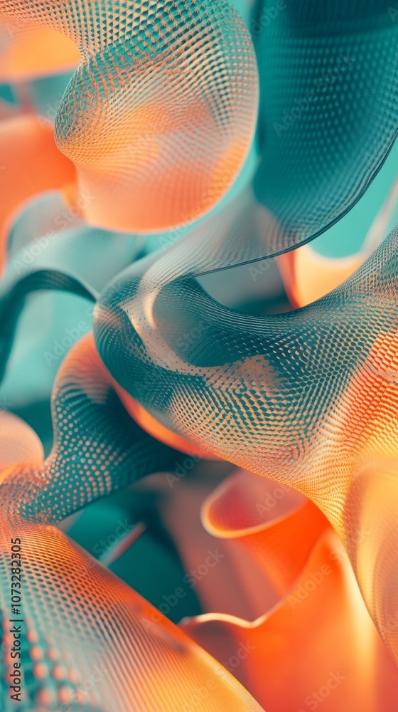 Poster a colorful, abstract image of a wave with a green and orange background