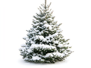 Photograph of a Christmas tree covered in snow