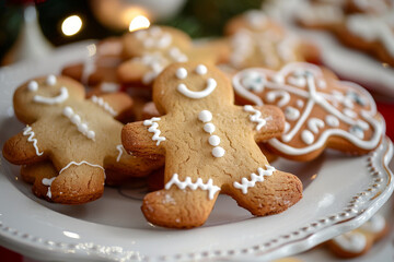 A plate of gingerbread men and a gingerbread snowflake