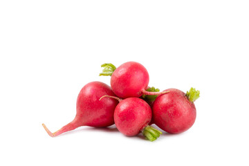 Fresh radish isolated on white background. Organic garden radish slices. clipping root crop. Vegetables. Vegan. Diet products. Healthy food.
