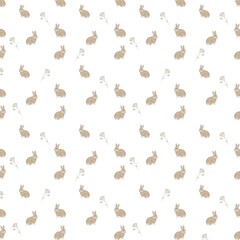 Cute bunny pattern Adorable rabbit wallpaper Floral bunny background Pastel rabbit Textile Spring bunny pattern 