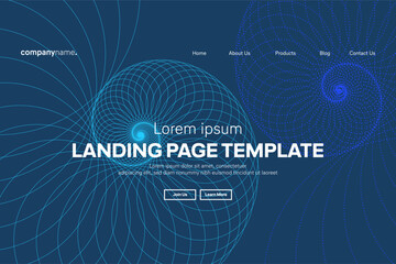 Obraz premium Abstract modern technology Landing page template, flowing line digital technology, smooth particle wave, big data techno design concept background wallpaper, Annual reports, flyer, poster, cover. EPS 