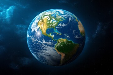 A hyper-realistic close-up of Earth from space, showing detailed clouds, continents, and oceans