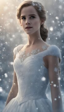 A portrait woman wear a white dress 
