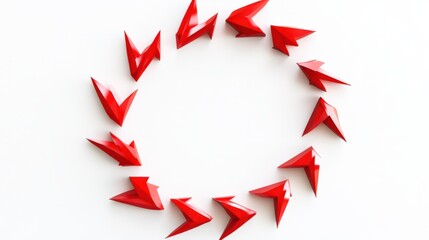 Fototapeta premium arrow loop in red, isolated on white, showing repetition or cycle