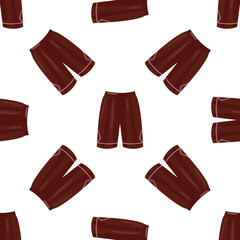 Repeating brown athletic shorts on white background, creating a sporty and dynamic seamless pattern