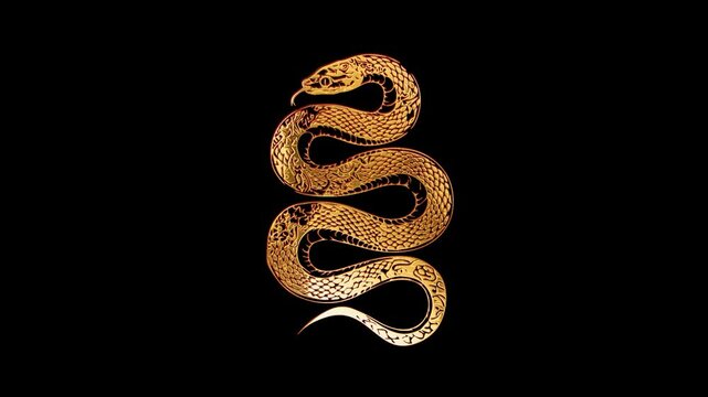 2025 snake gold glow loop animation, alpha channel