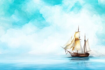 A Thrilling Journey on a Caribbean Pirate Ship Against a Stunning Tropical Backdrop