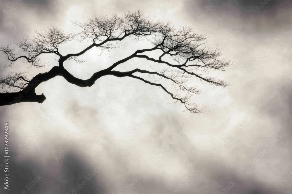 Aufkleber a striking fractal tree silhouetted against a moody sky at dusk creates an inspiring visual contrast