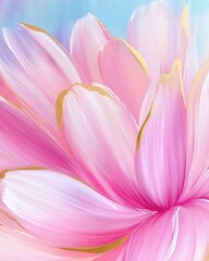 Fototapeta premium Beautiful Pink and Gold Flower Dip Painting Showcasing a Stunning Acrylic Pour Technique